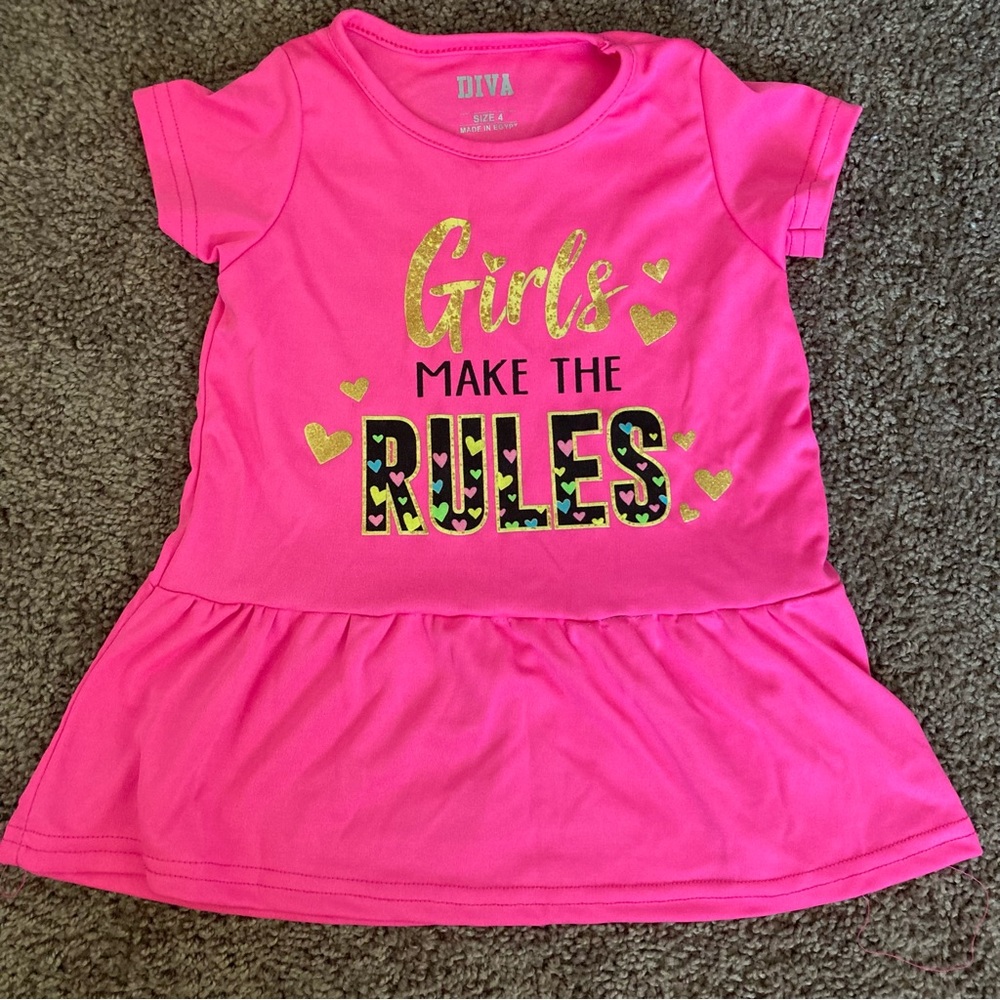 DIVA Girls Make The Rules Peplum Top Size 4 (Girls) Pink